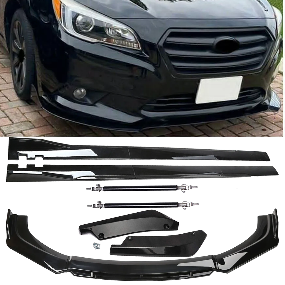 Front Bumper Lip Chin Spoiler Splitter Side Skirt Rear Rod For Subaru Impreza N