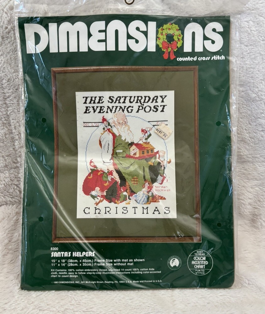Vintage Christmas Counted Cross Stitch Kit 8300 Dimensions Santas Helpers