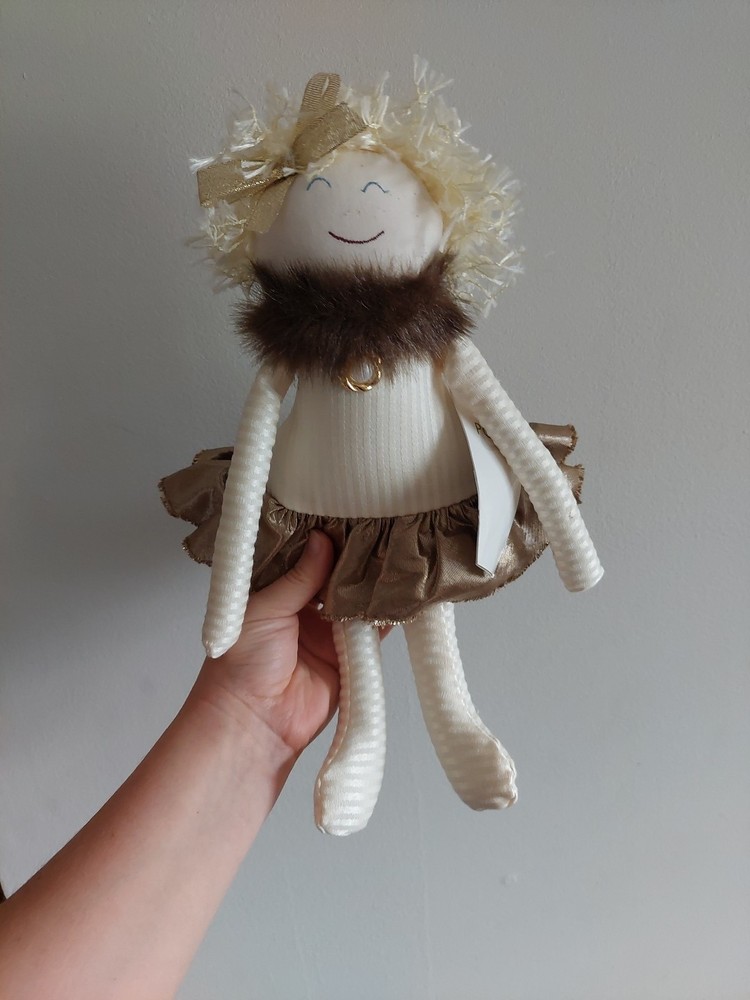 Woof & Poof 2012 Halloween Witch Blonde Hair w Fur Collar Shelf Sitter Plush