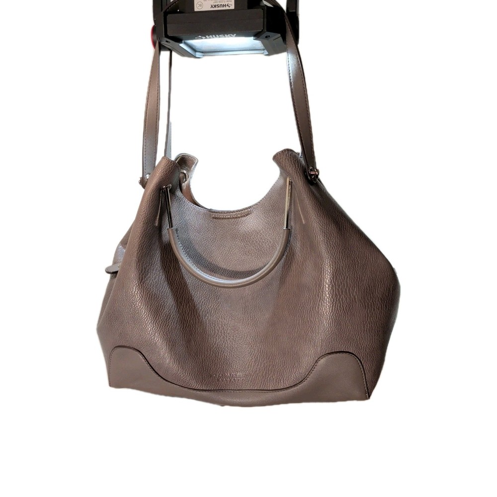 Sondra Roberts Squared Vegan Leather Double Handle Shoulder Bag in Tan Large