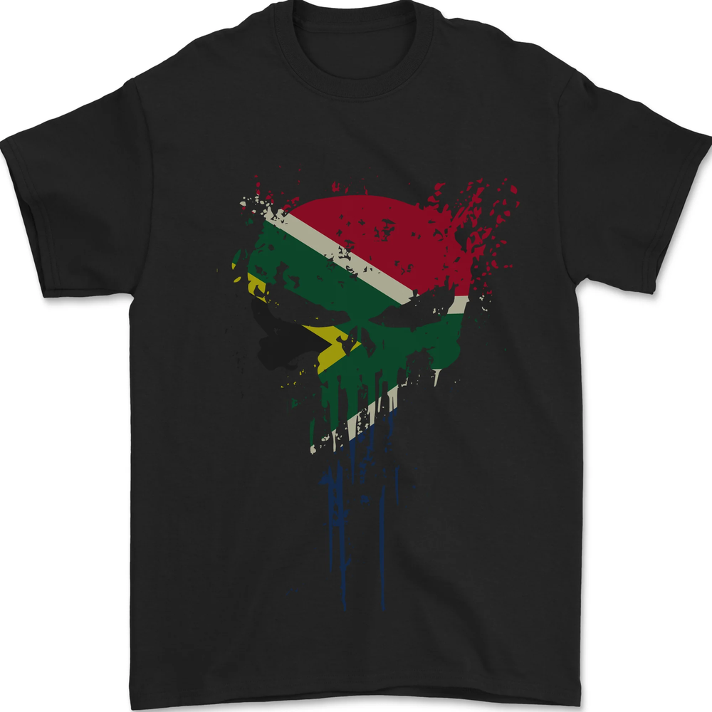 South Africa Skull Gym Training Bodybuilding Mens T-Shirt 100% Cotton