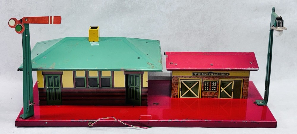 American Flyer O Gauge Tin Freight Station 17” Lighted Vintage Works