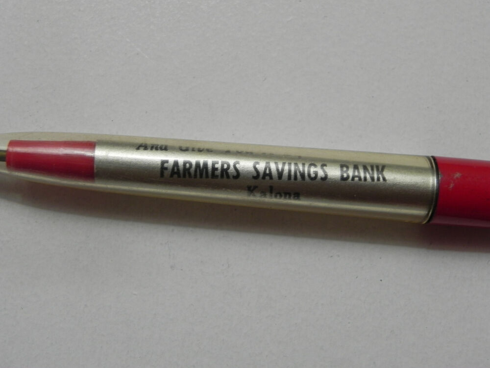 Vintage Advertising Pen ~ Farmers Savings Bank ~ Kalona, Iowa