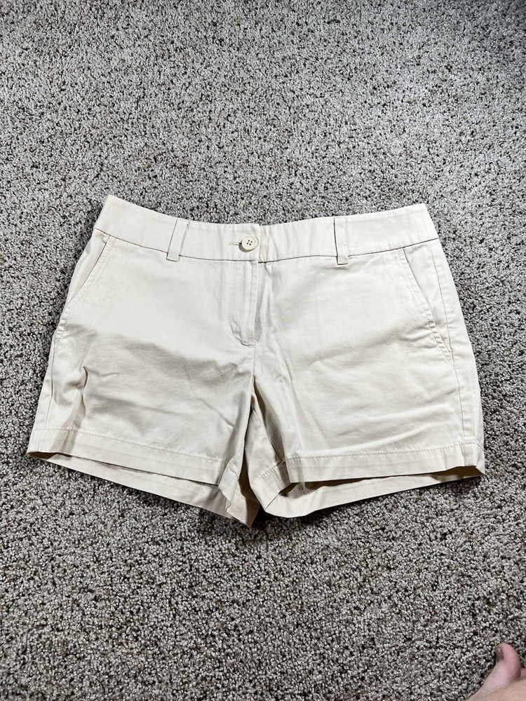 LOFT Riviera Short Chino Women's Beige Cotton Shorts Size 4 Mid Rise Pockets