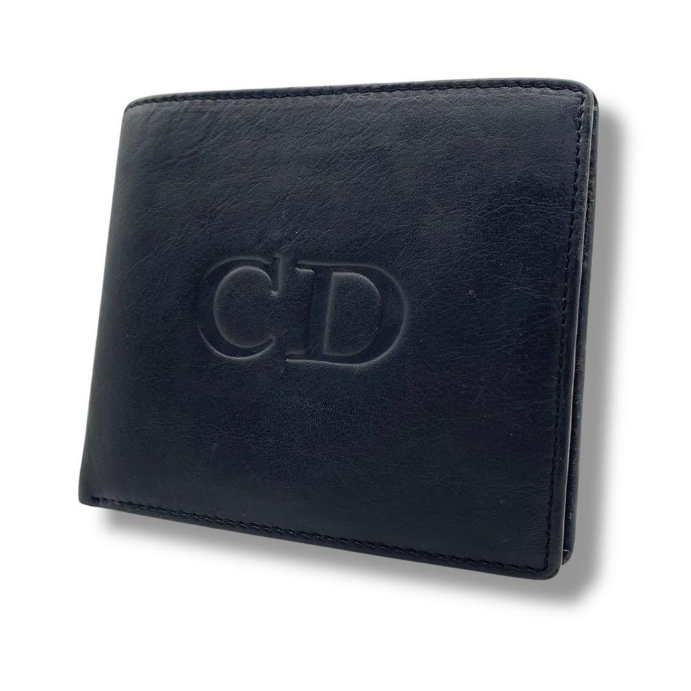 Christian Dior Black and Red Leather Folding Wallet with Gift Box