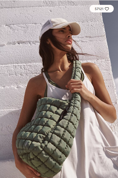 Limited time offer Free People quilted carryall bag in washed sage, new with tag-image