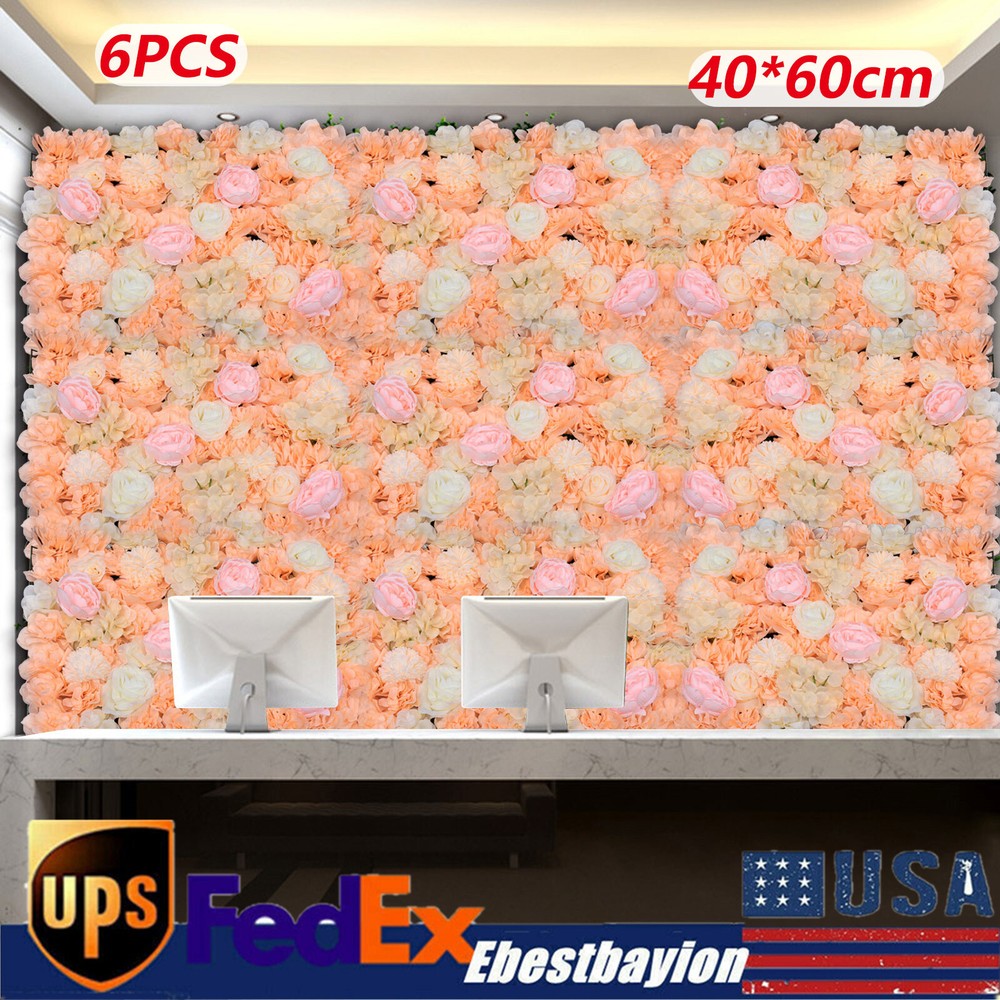 6pcs Wedding Artificial Flower Wall Panels Silk Petals Floral Backdrop Decor DIY