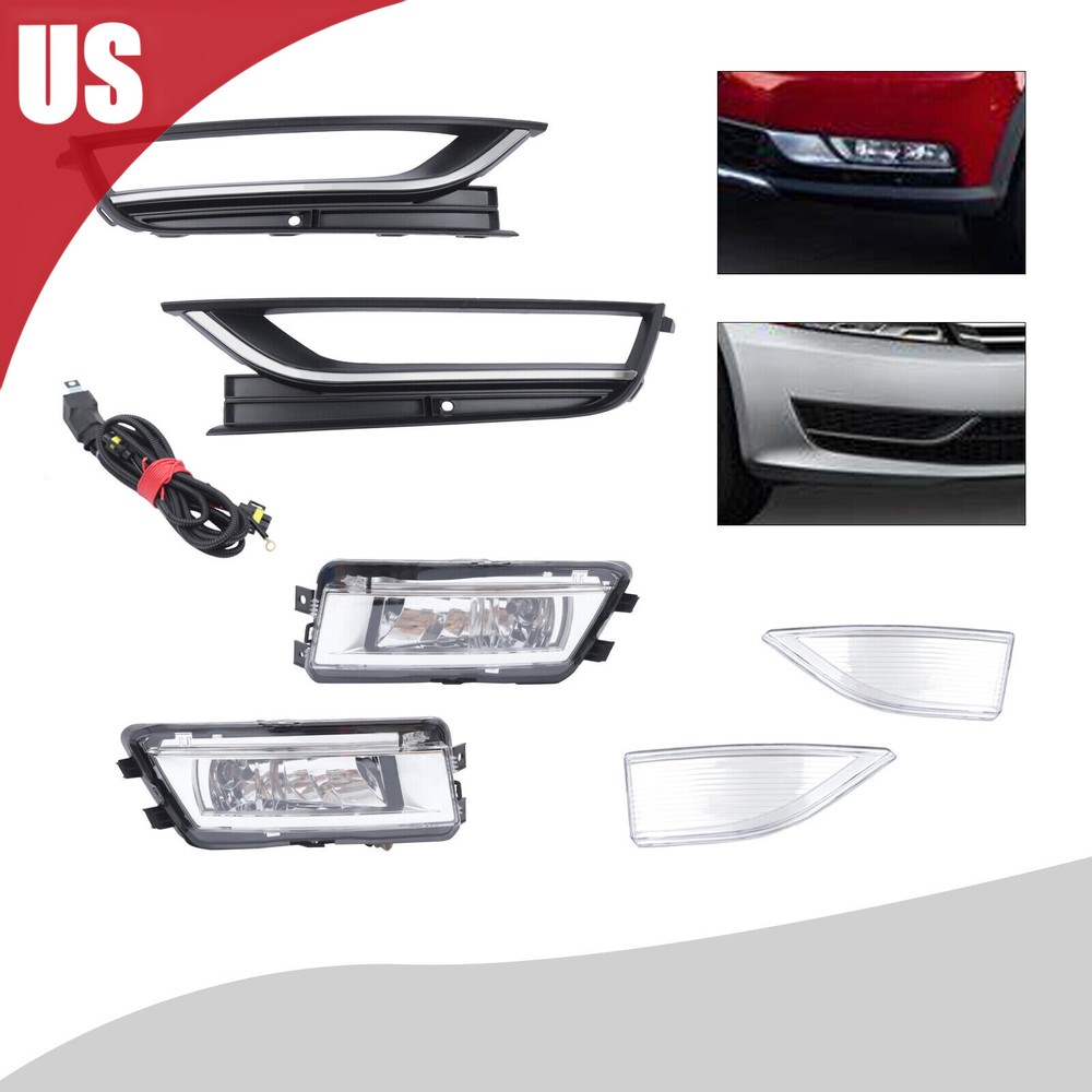 For Volkswagen Passat 2012-2015 Fog Light Kit LH+RH Fog Light W/ Bezels &Trim