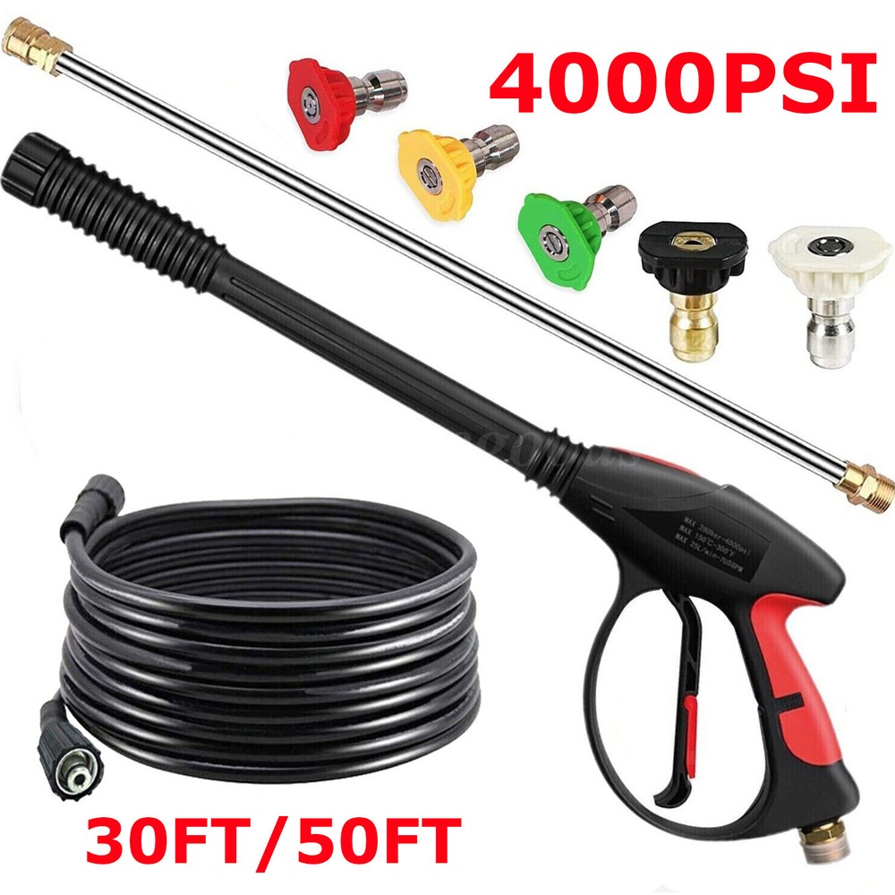 High Pressure Car Power Washer Gun 4000PSI Spray Wand Lance Nozzle and Hose Kit