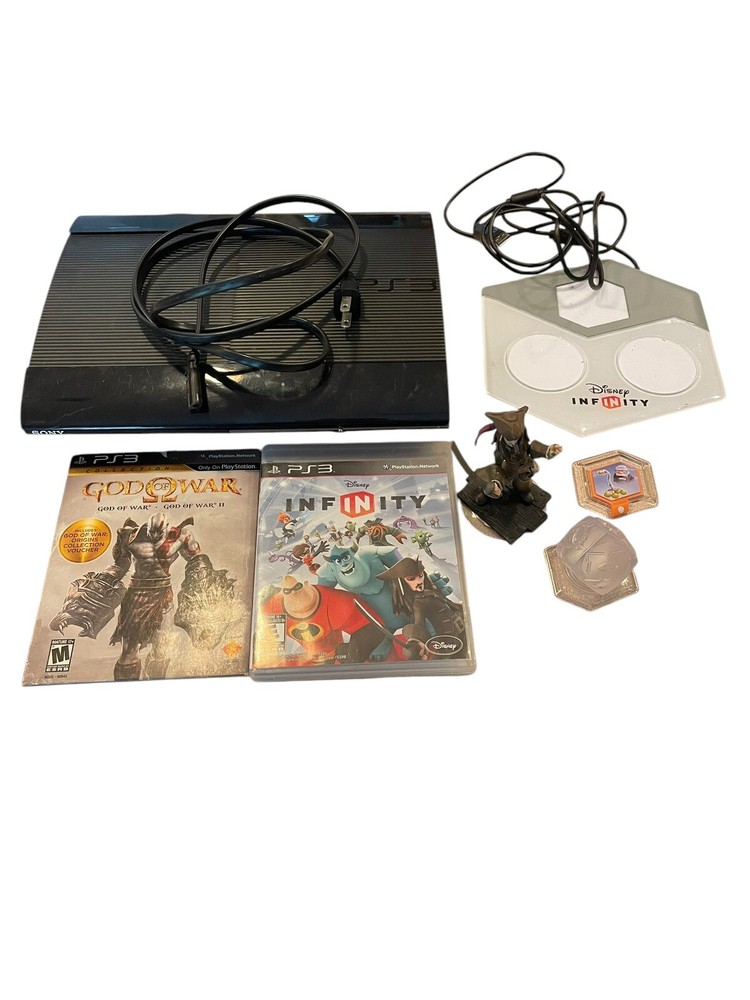 PS3 Super Slim Console With God Of War Game And Infinity Game And Console Lot