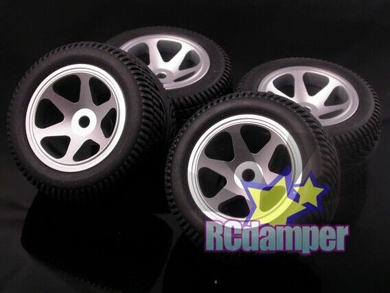ALUMINUM RIM WHEEL S w/ STREET MEAT ROAD TIRE TYRE x4 TEAM LOSI 1/18 MINI-T 2.0
