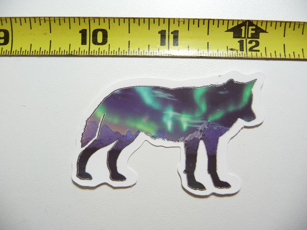 WOLF AURORA BOREALIS DECAL STICKER DOG WILD ANIMAL