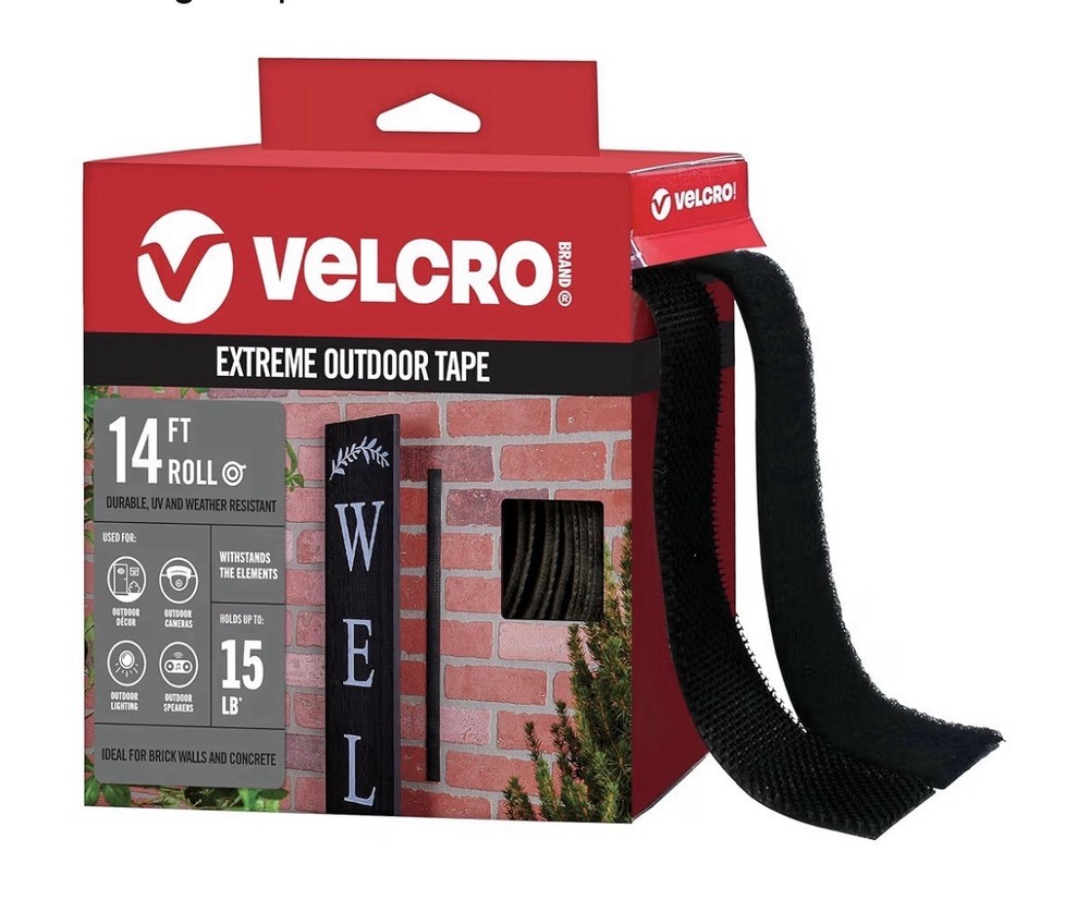 VELCRO Extreme Outdoor Double-Sided Tape, Heavy Duty 15lb Hold, 14Ft Roll, Black