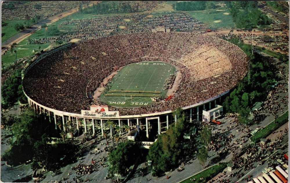 Pasadena CA-California, Rose Bowl, Aerial View, Vintage Postcard