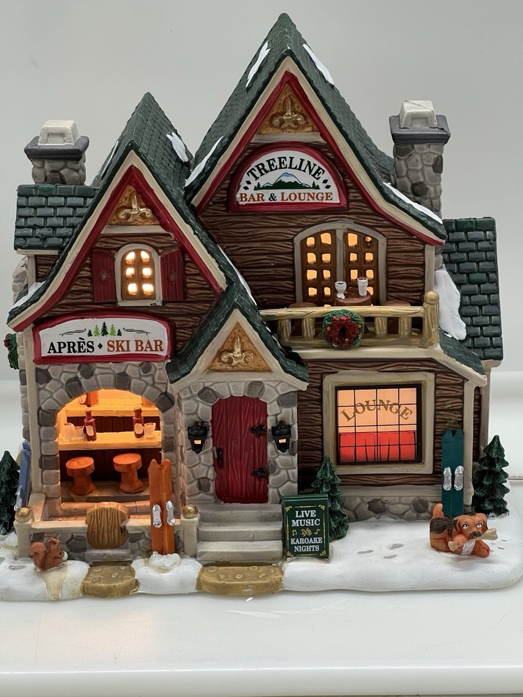 Lemax Treeline Bar & Lounge Retired 2014 Corded Light Excellent Condition