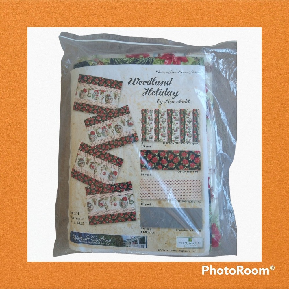 Lisa Audit Woodland Holiday Keepsake Quilting Kit - 4 Placemats 18x14.25