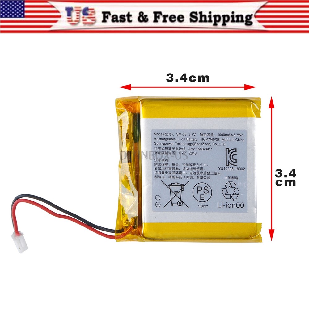 3.7V Battery SM-03 For Sony WH-1000XM3 1000XM4 XB900N CH710N Headset 1000mAh