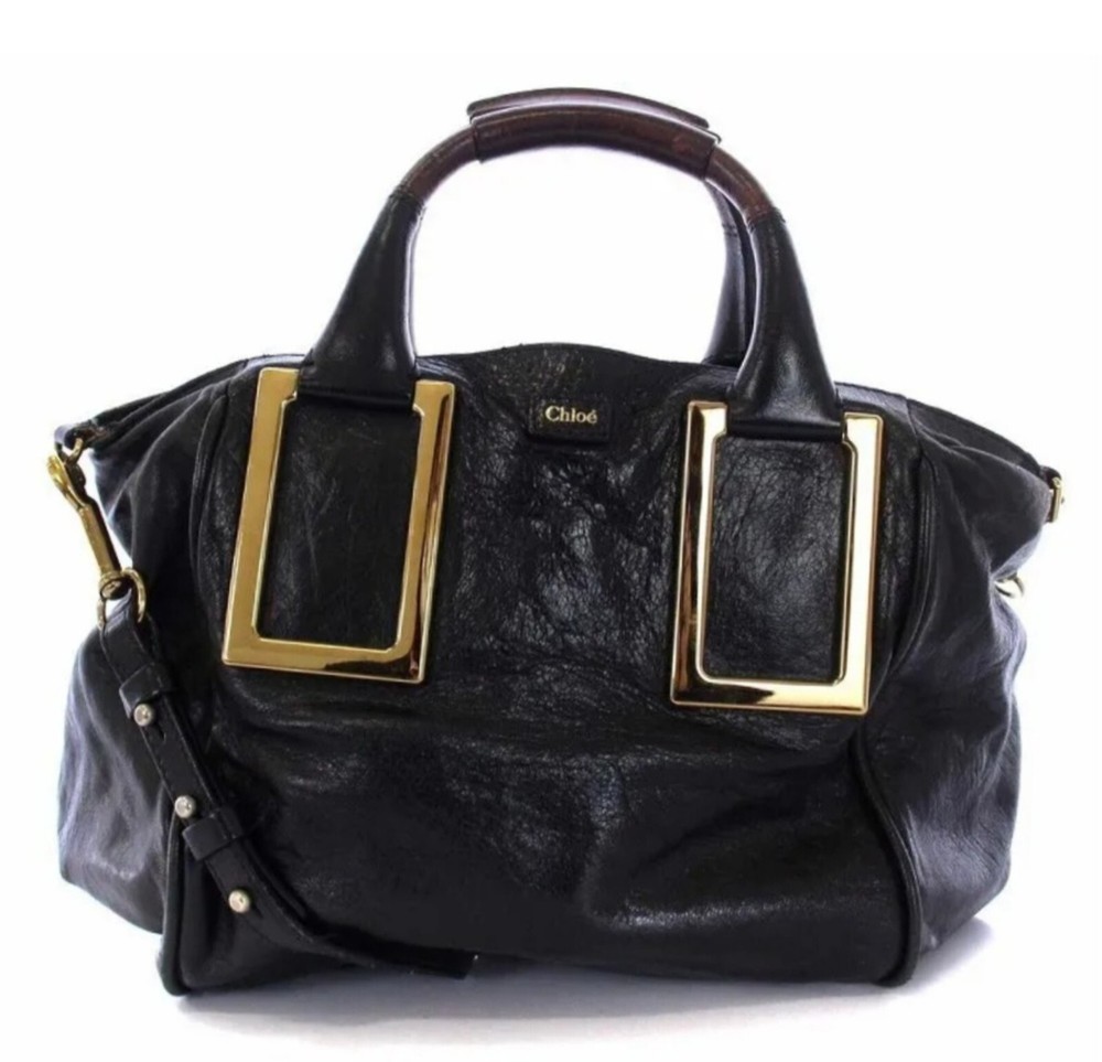 Chloe Ethel Black Leather Convertible Satchel Bag