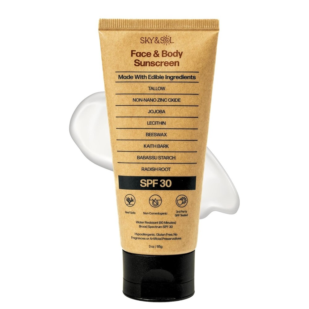 Natural Mineral Sunscreen SPF 30 with Tallow & Zinc Oxide Reef-Safe 3 oz