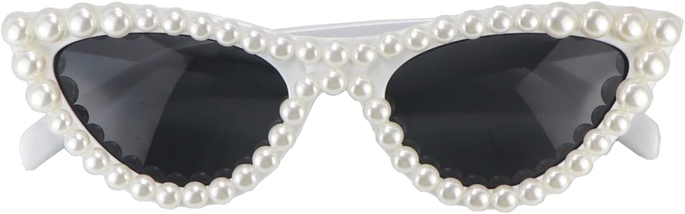 Trendy Womens Pearl Cat Eye Sunglasses Fashion Cute Eyewear
