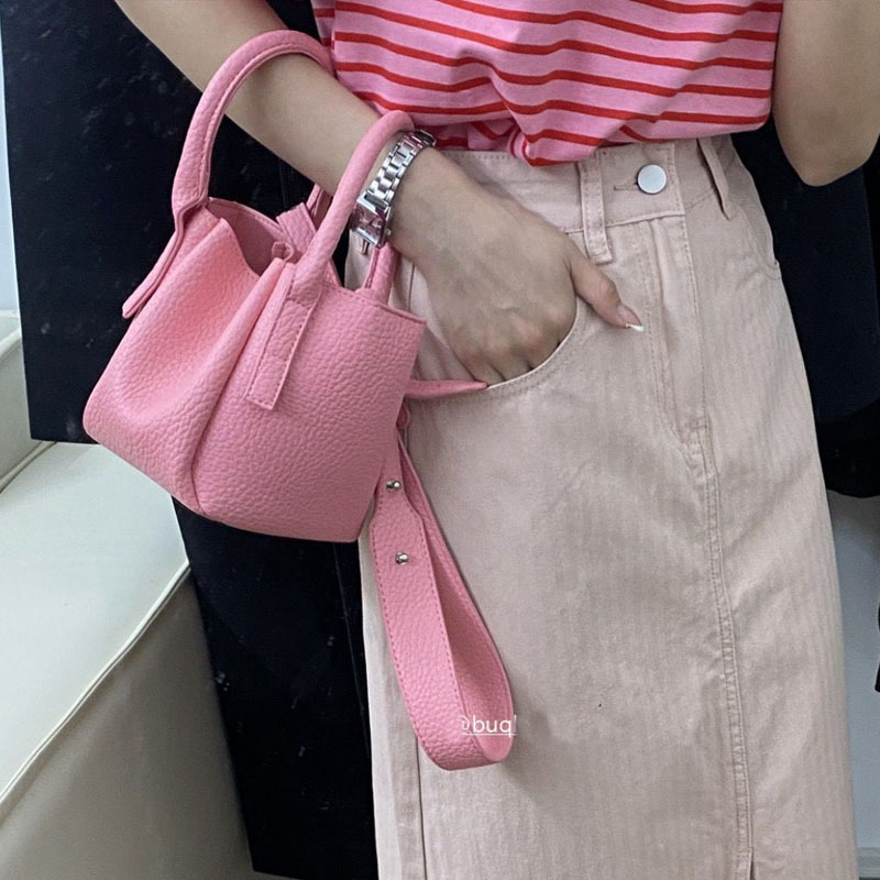 Women Macaron Lychee Mini Soft Leather Bag Casual One Shoulder Crossbody Bag