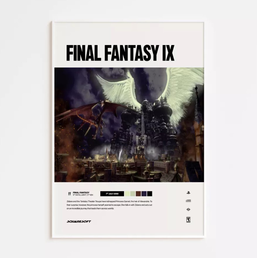 Final Fantasy IX (2000) Video Game Art Poster / Print