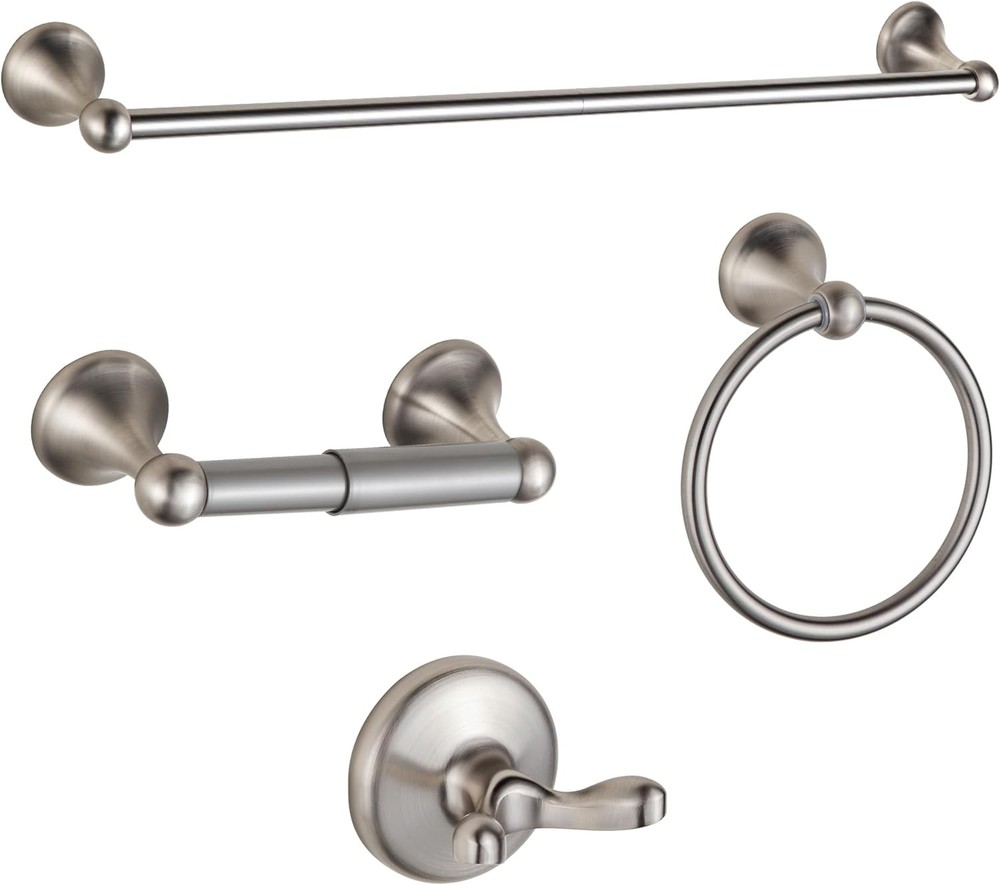 Brushed Nickel Retractable Adjustable Bathroom Towel Bar Set