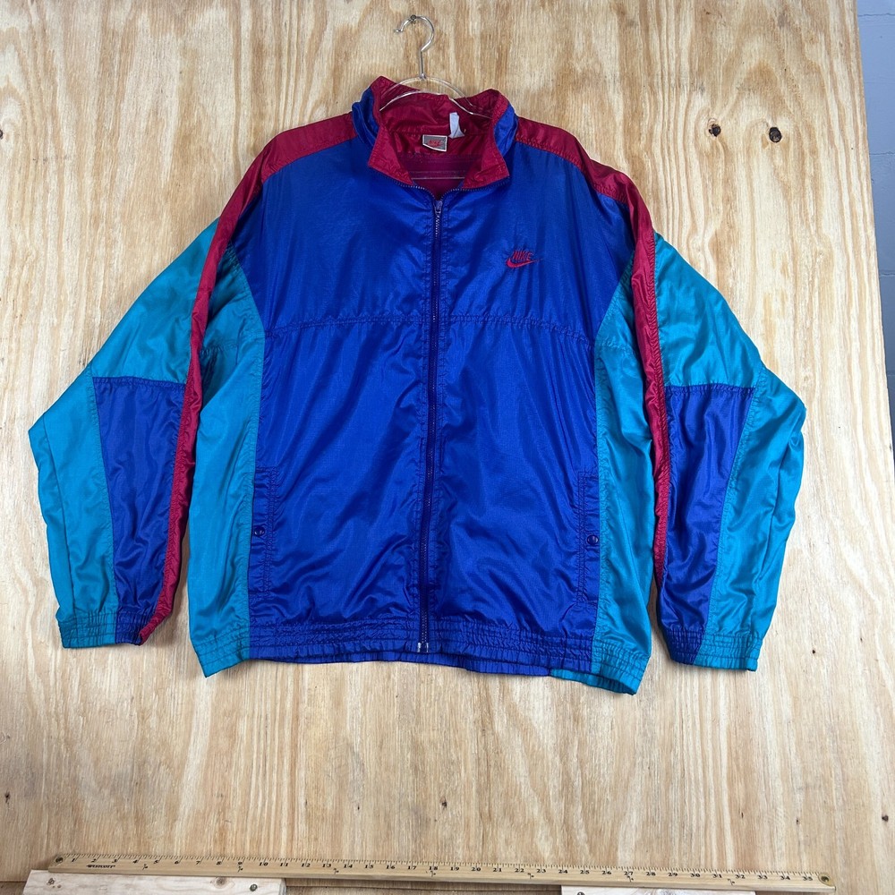 Vintage 90's Nike Windbreaker Zip-Up Coat Jacket Men's XL Color Block Style