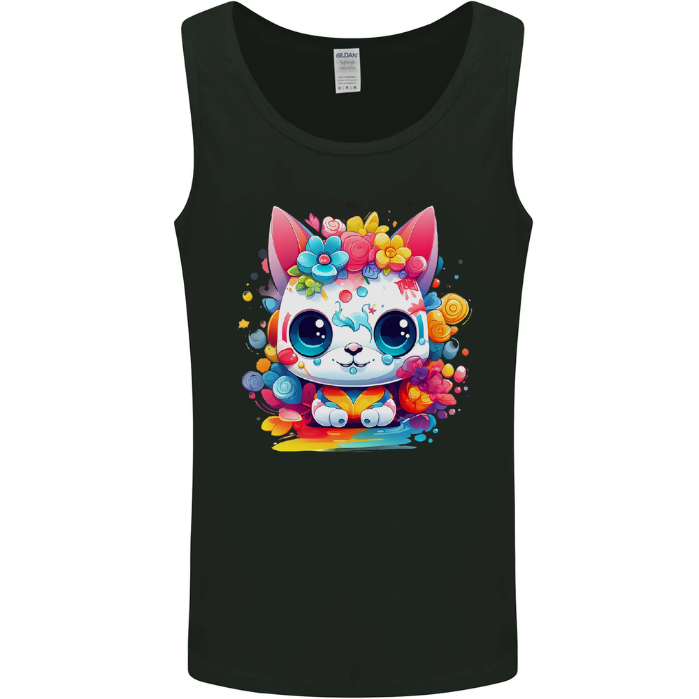 Cute Kawaii Cat Mens Vest Tank Top
