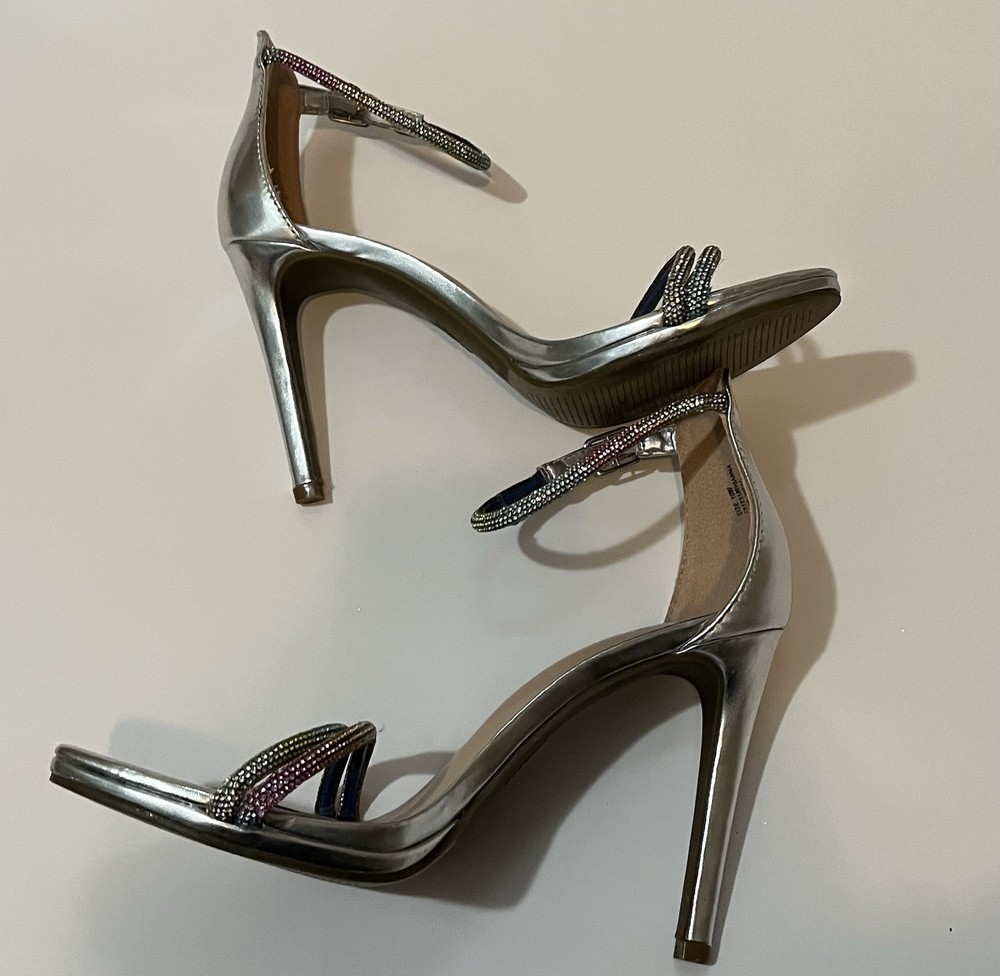 I. D. Required Silver Rainbow Glitter Heels, Size 10