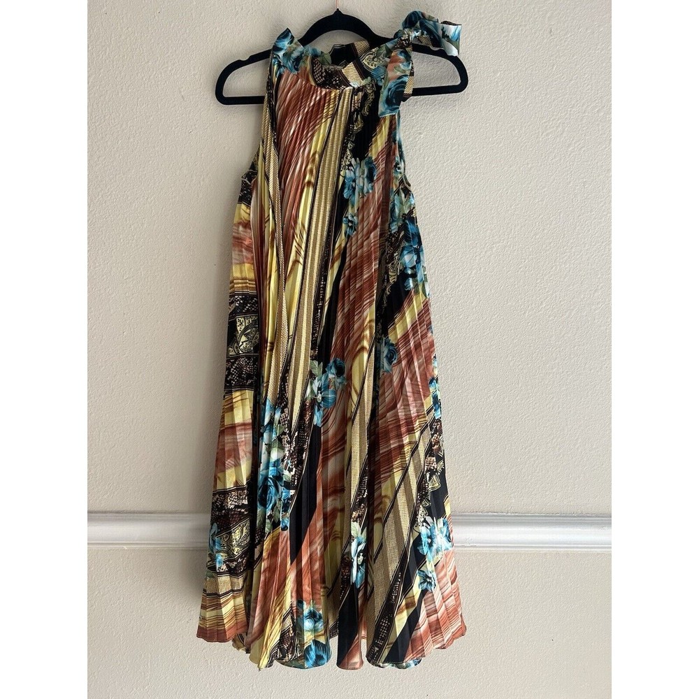 Vintage Floral Pleated Midi Halter Dress in Fairy S