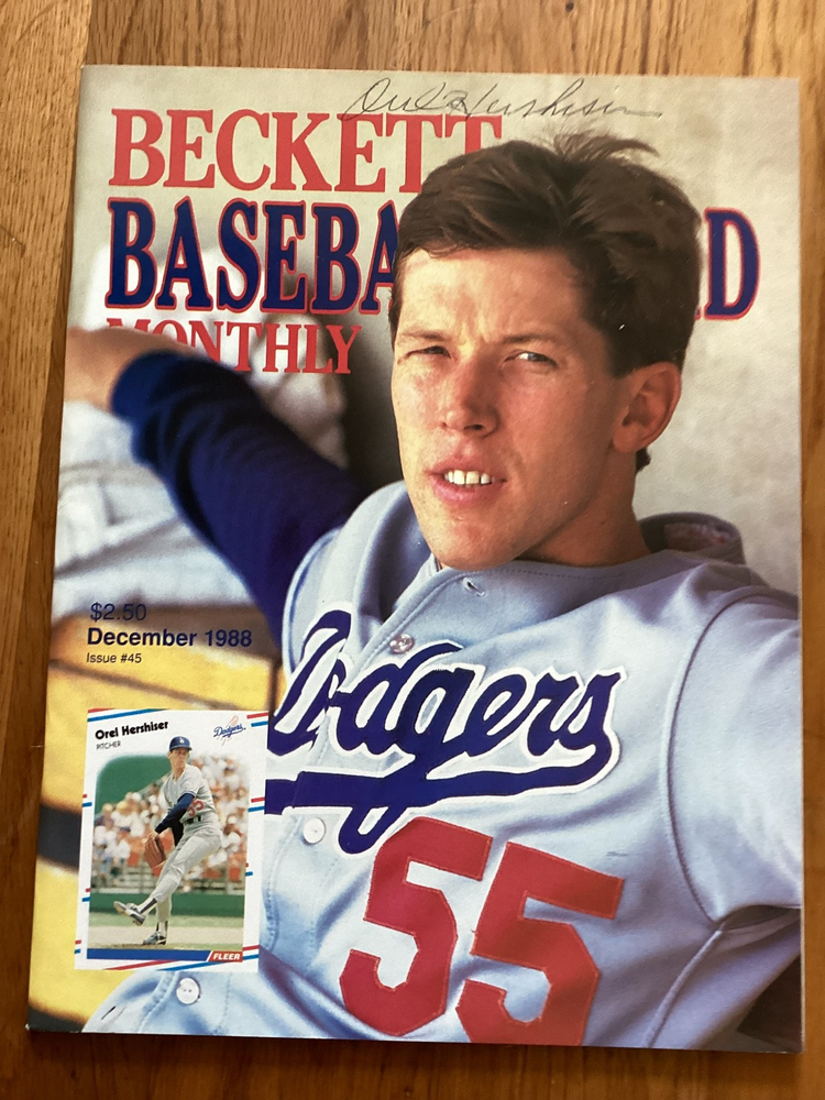 OREL HERSHISER AUTOGRAPHED BECKETT BASEBALL CARD MONTHLY 1988 DODGERS COVER BOY