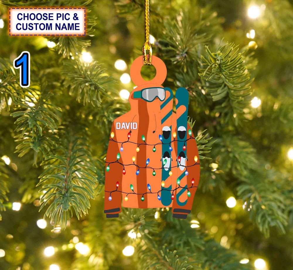 Custom Name Skiing Equipment Personalized Ornament  Christmas Tree Hanging Decor