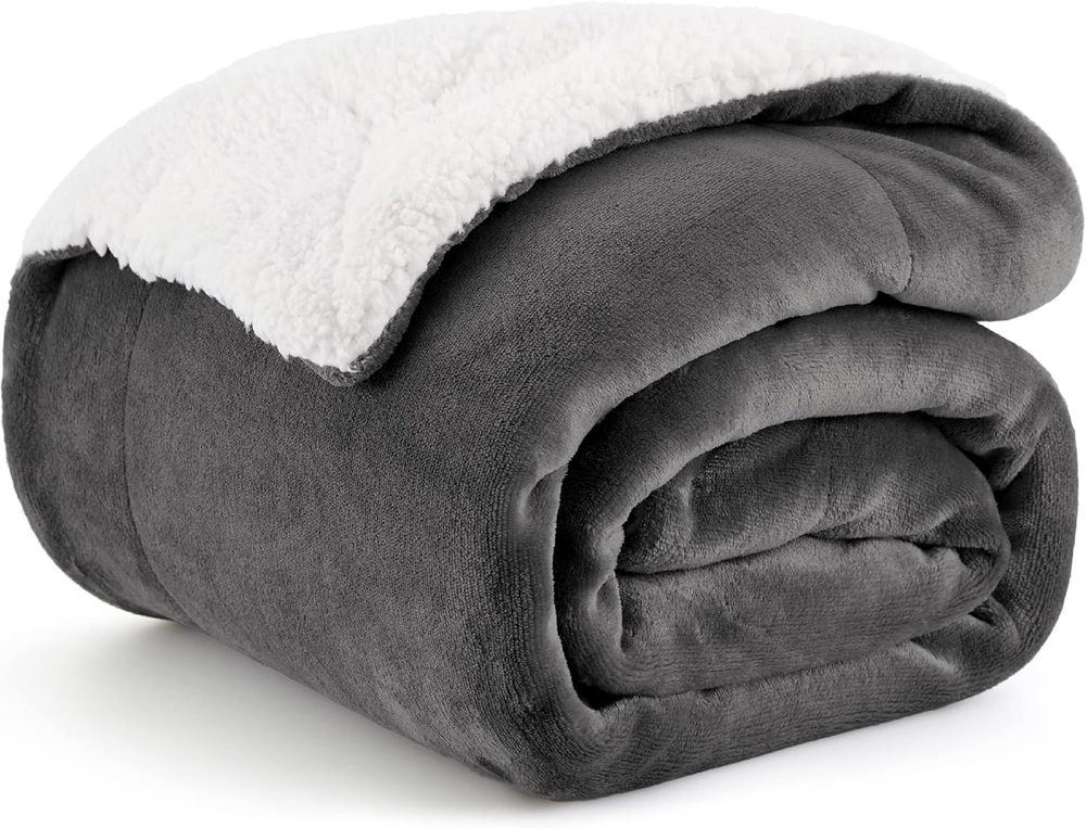 Thick Warm Charcoal Fleece Twin Throw Blanket 60x80 Inches for All Seasons