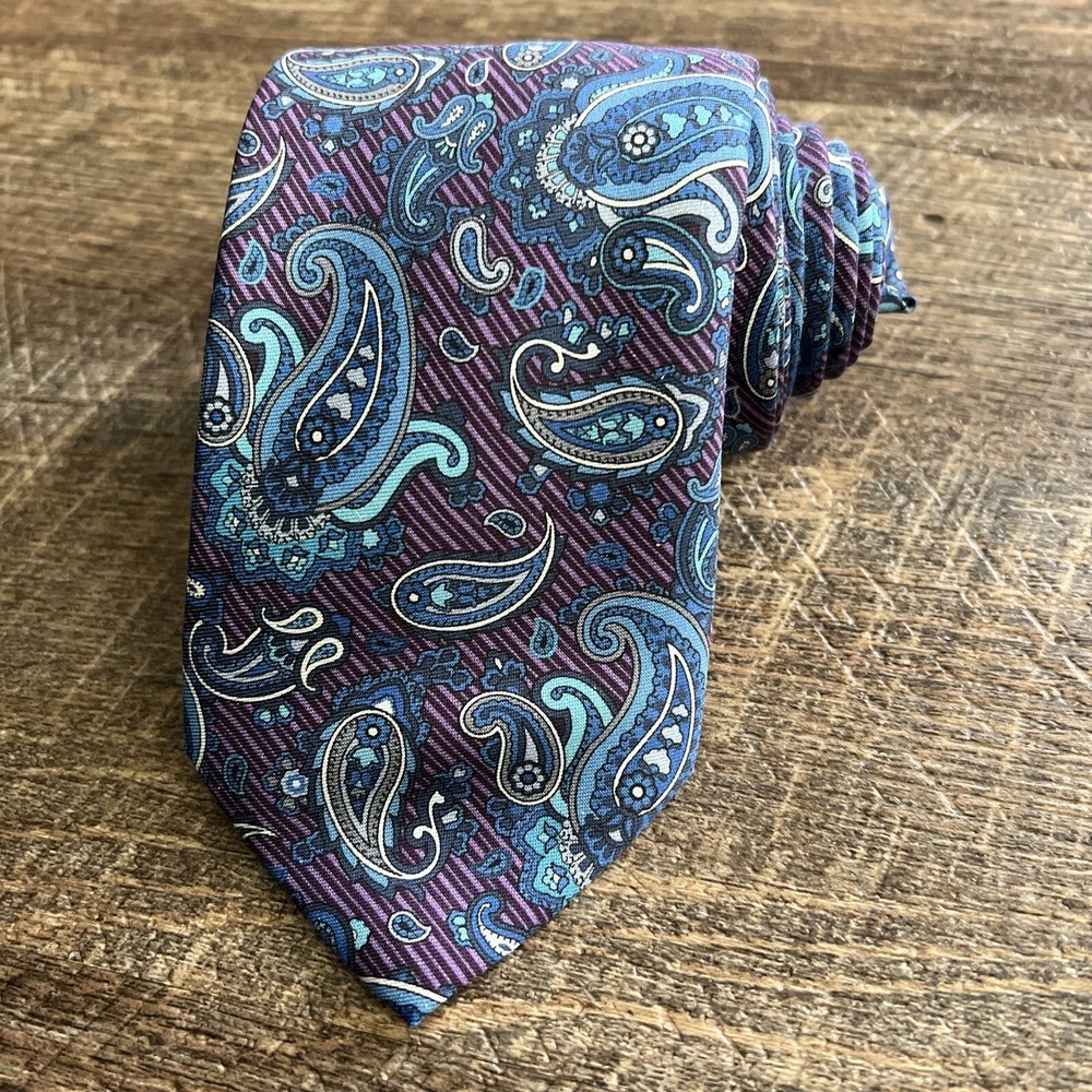 Daniel Cremieux 100% SILK Necktie Paisley Handmade In Italy Archive Collection