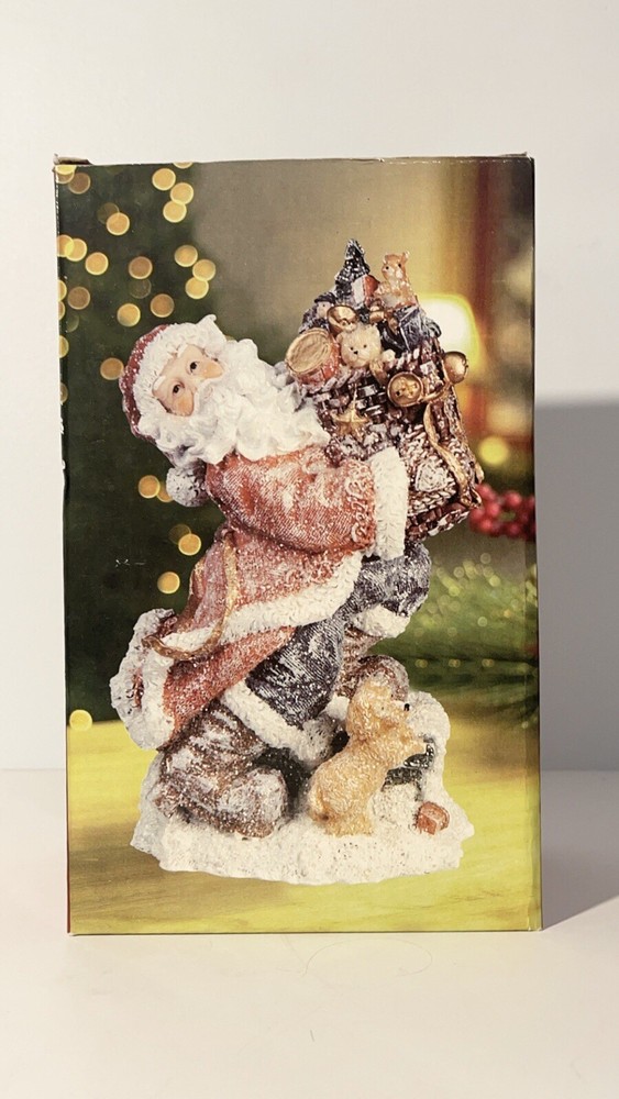 Holiday By Kirklands Santa With Gift Bag Glitter Figurine Christmas Decor