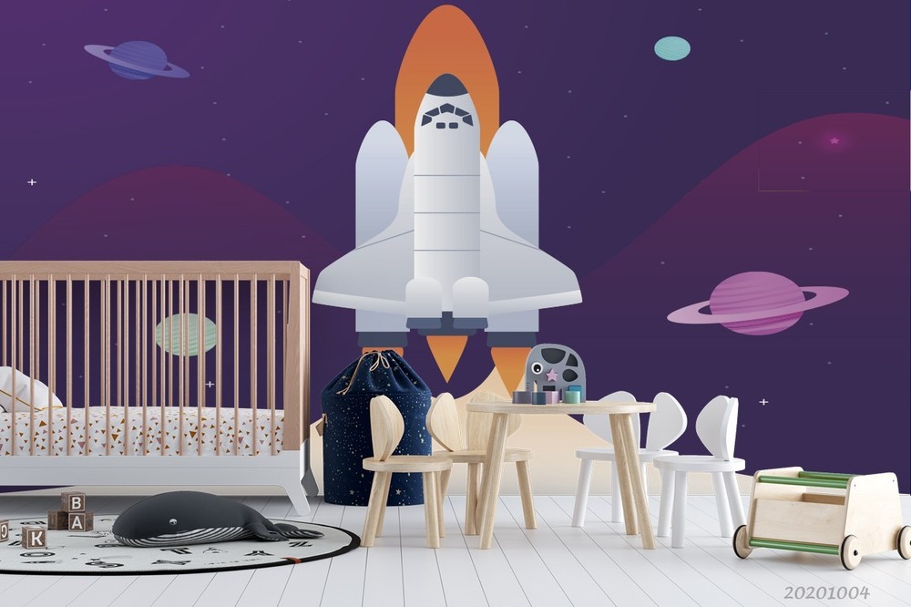 3D Space Rocket Planet Illustration Wall Murals Wallpaper Murals Wall Sticker 33