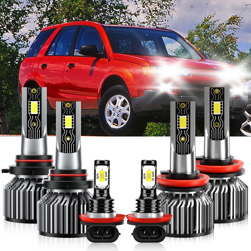 LED Headlight High Low + Fog Light Super bright Bulbs For Saturn Vue 2008-2010
