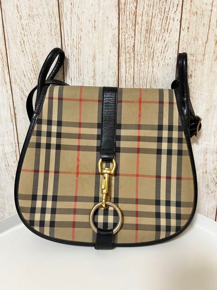 Burberry Shoulder Bag Nova Check Canvas Beige Authentic F09181088