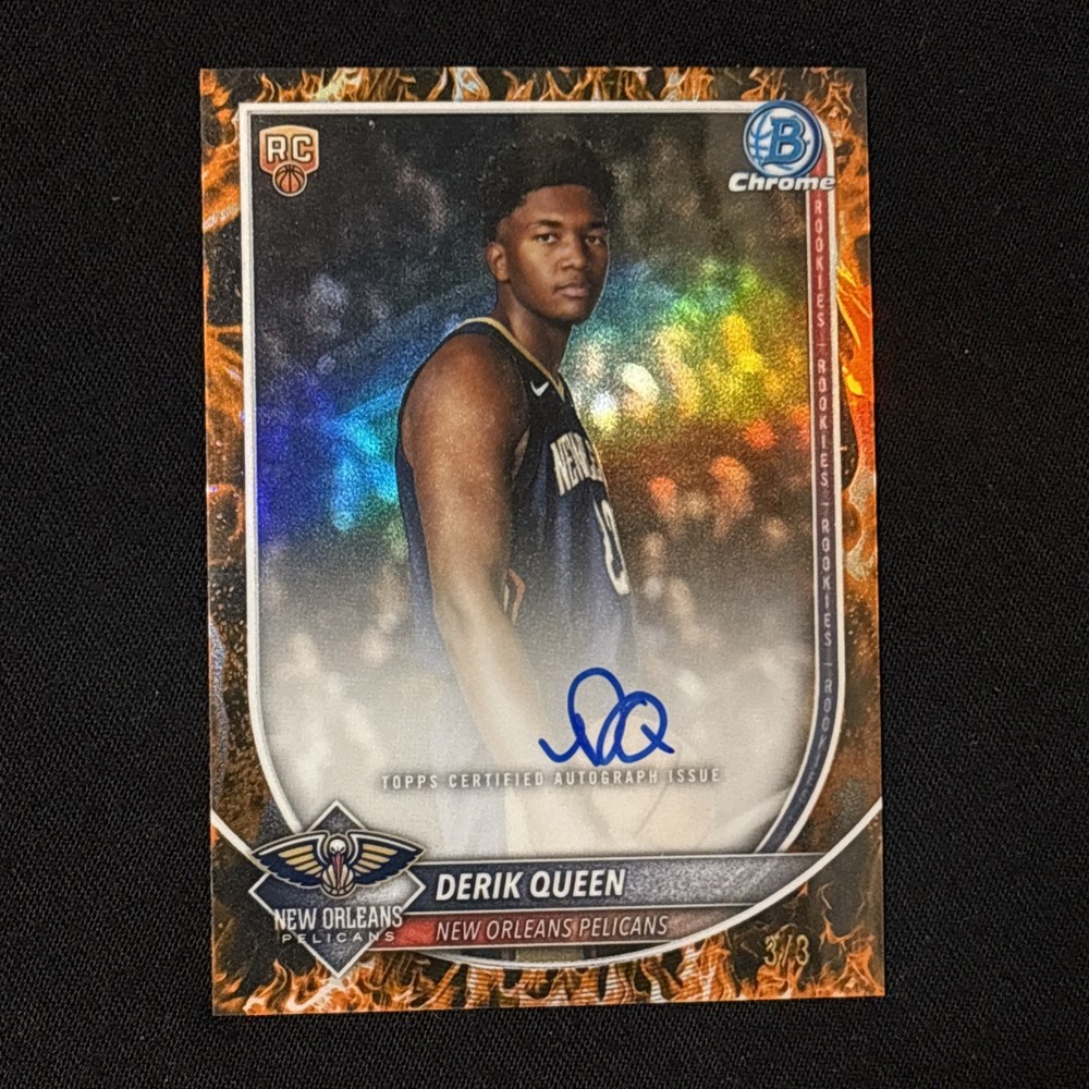 25-26 Bowman Chrome Derik Queen BCA-DQ Fire Refractor on card Auto /3