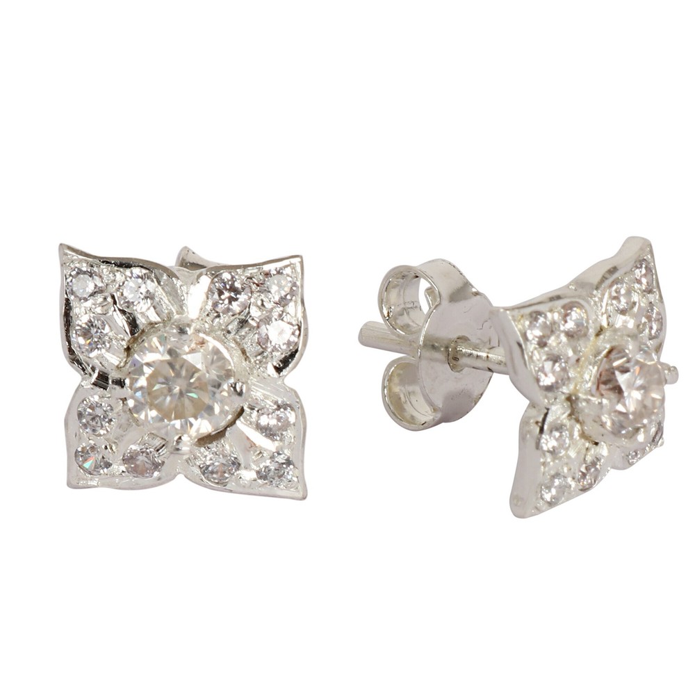 2.10 Ct Round White Diamond Stud Earrings in 925 Sterling Silver Gift for Her