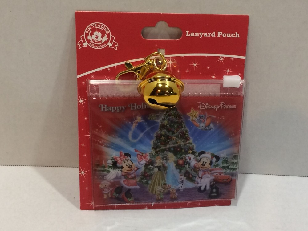 2015 Disneyland Disney Parks Happy Holidays Christmas Pin Lanyard Pouch #121709