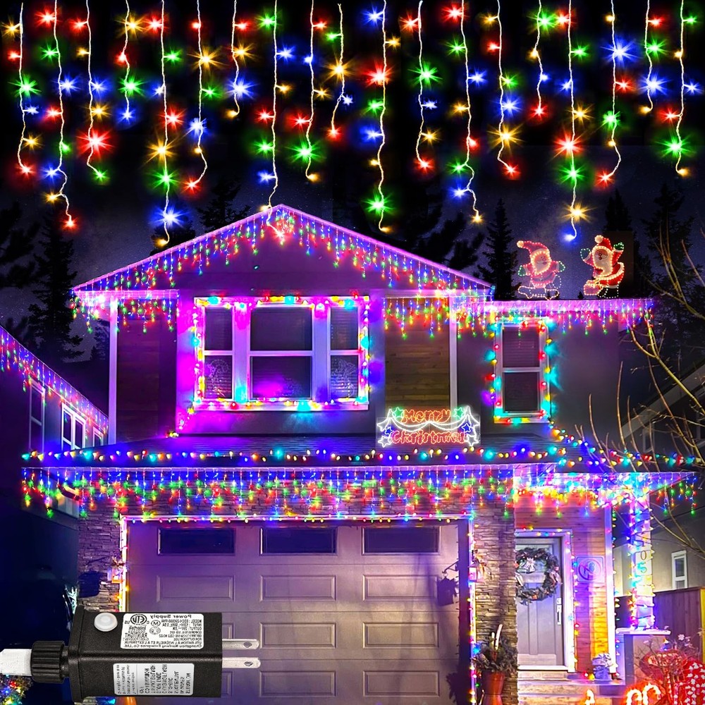 33ft 400 LED Icicle Christmas Lights for Outdoor Decor with 75 Drops
