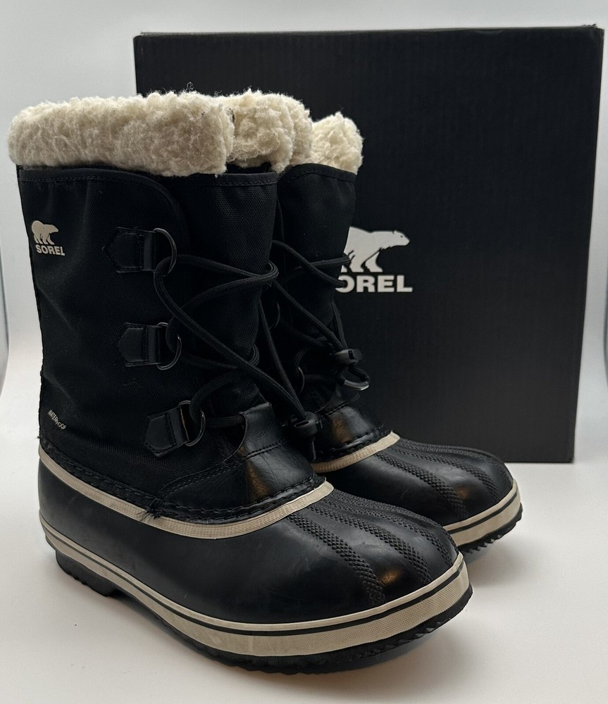 Sorel Yoot PAC Nylon  Black Boots NY1962-010 Youth Size 7 Waterproof With Box