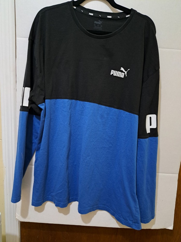 PUMA Men's Black Blue Colorblock Crewneck Sweatshirt Size XXL New With Tags