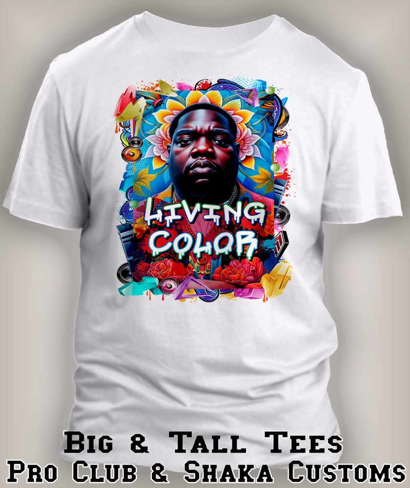Biggie Smalls Living Color Graphic Hip Hop Art Tee Shirt by Pro Club