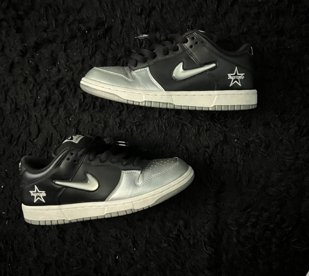 Size 6.5 - Nike Supreme x Dunk SB Low Metallic Silver