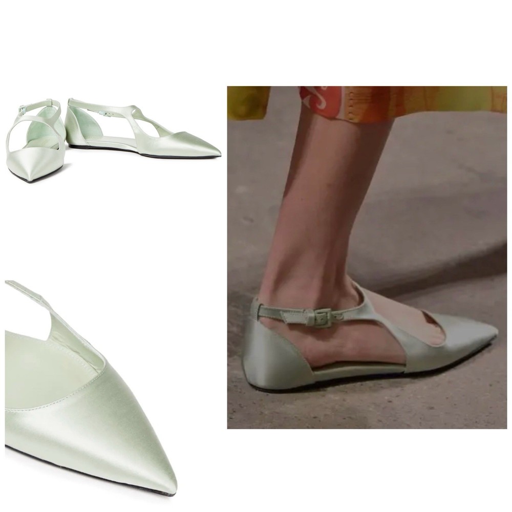 NIB Zimmermann Satin Pointed Toe Flat In Seafoam Size: 38 (US 7.5)