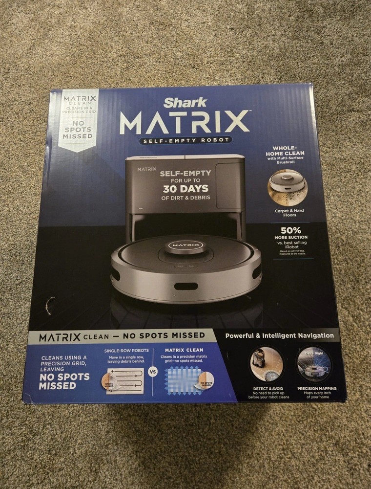 Shark Matrix Self Empty Robot Vacuum With Base Steel Gray RV2300S - Brand New