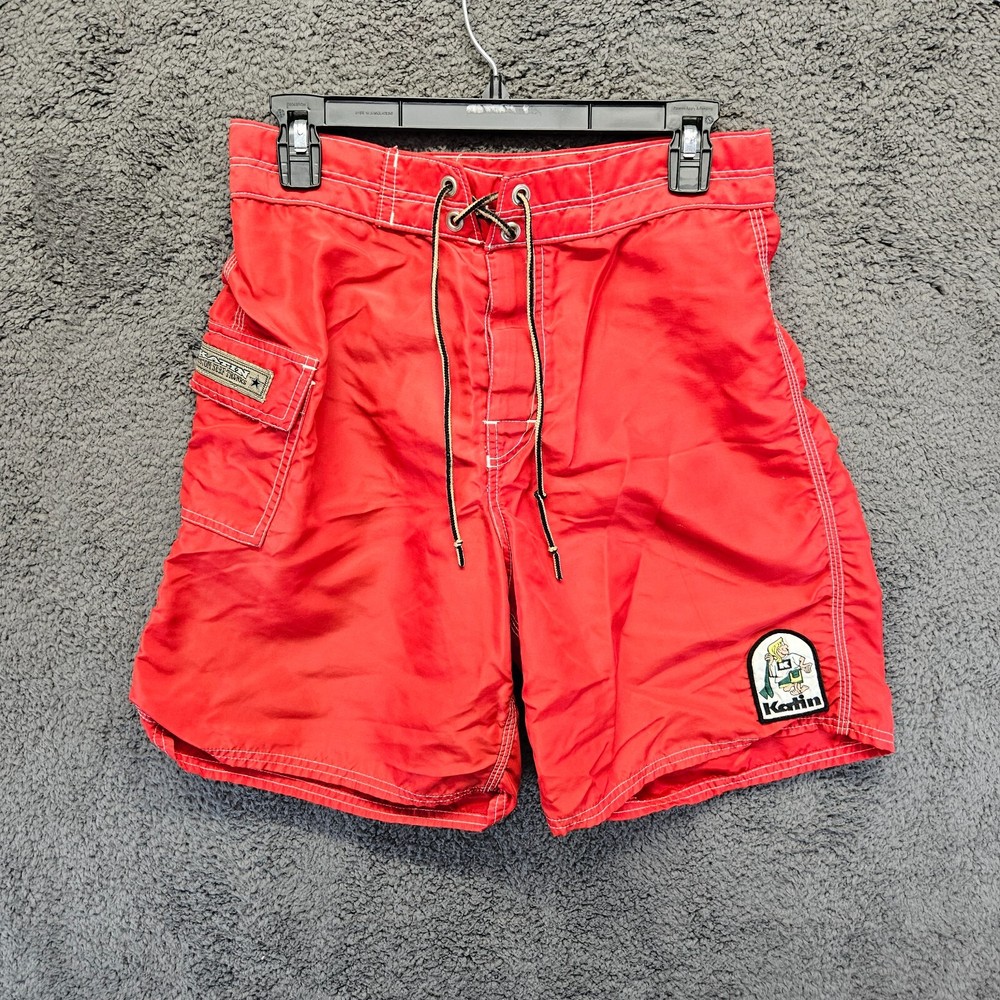 Vintage Katin Custom Surf Trunks Shorts Mens Size 30 Red Boardshorts USA